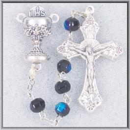 First Communion Black Crystal Rosary
