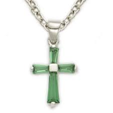 Birthstone Cross Necklace: May